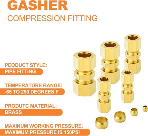 مجموعة متنوعة من تركيبات أنابيب ضغط النحاس من GASHER، 67 قطعة، 1/8 بوصة 1/4 بوصة 3/8 بوصة 1/2 بوصة 5/8 بوصة أنبوب ضغط OD موصل تركيب الأنابيب وحلقات الأكمام in Saudi Arabia