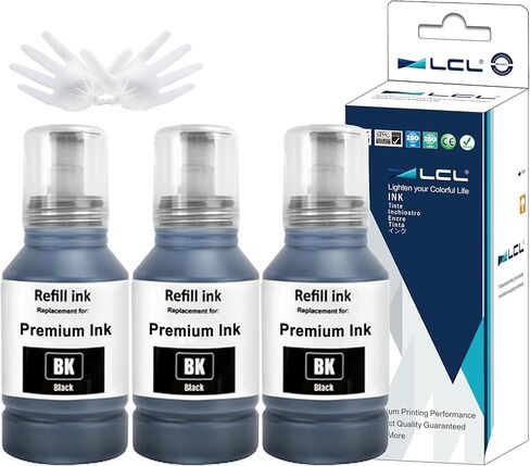 LCL T522 522 زجاجات إعادة ملء الحبر الأسود بديل عالية السعة لل ECOTAND ET-2800 ET-2803 ET-2810 ET-2811 ET-2820 ET-2840 ET-2710 ET-2720 ET-2400 ET-4700 ET-4800 ET-4810 ET-1110 (3-pack) in Kuwait