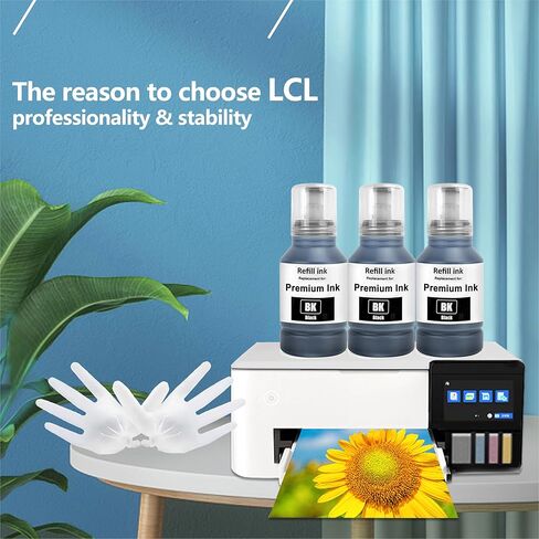 LCL T522 522 زجاجات إعادة ملء الحبر الأسود بديل عالية السعة لل ECOTAND ET-2800 ET-2803 ET-2810 ET-2811 ET-2820 ET-2840 ET-2710 ET-2720 ET-2400 ET-4700 ET-4800 ET-4810 ET-1110 (3-pack) in Kuwait