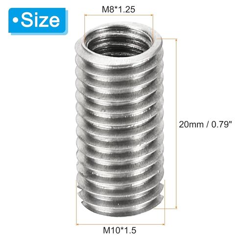 PATIKIL Thread Adapters Sleeve Reducing Nut, 6 Pcs M10*1.5 Male to M8*1.25 Female Repairing Insert Nut Screw Reducer Conversion Stainless Steel Fastener 20mm in Saudi Arabia