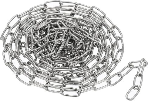 16.4FT x 2/7" x 0.06" Stainless Steel Link Chain, 304 Stainless Steel Metal Chain Small Link Proof Coil Chain Light Duty Utility Chain for Home Swing Anti-Theft, Silver in Saudi Arabia