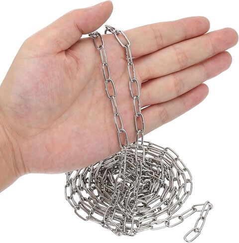 16.4FT x 2/7" x 0.06" Stainless Steel Link Chain, 304 Stainless Steel Metal Chain Small Link Proof Coil Chain Light Duty Utility Chain for Home Swing Anti-Theft, Silver in Saudi Arabia