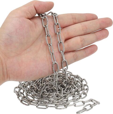 6.56FT x 1/3" x 0.08" Stainless Steel Link Chain, 304 Stainless Steel Metal Chain Small Link Proof Coil Chain Light Duty Utility Chain for Home Swing Anti-Theft, Silver in Saudi Arabia