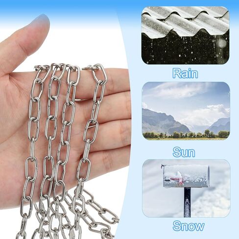 6.56FT x 1/3" x 0.08" Stainless Steel Link Chain, 304 Stainless Steel Metal Chain Small Link Proof Coil Chain Light Duty Utility Chain for Home Swing Anti-Theft, Silver in Saudi Arabia