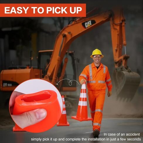 مخاريط السلامة البلاستيكية، 35 بوصة 6 عبوات مخاريط السلامة المرورية مع مخاريط بناء أطواق عاكسة PVC لممرات التحكم في حركة المرور ومواقف السيارات in Kuwait