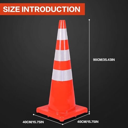 مخاريط السلامة البلاستيكية، 35 بوصة 6 عبوات مخاريط السلامة المرورية مع مخاريط بناء أطواق عاكسة PVC لممرات التحكم في حركة المرور ومواقف السيارات in Kuwait