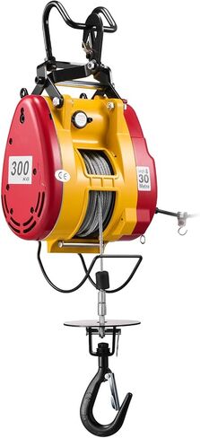 VEVOR 2 في 1 رافعة كهربائية، سعة 660 رطل، رافعة ونش طاقة محمولة 1500 وات، ارتفاع رفع 98.4 قدم، 62 قدم/دقيقة مع جهاز تحكم عن بعد سلكي ولاسلكي للمصنع والمستودع والمرآب in Kuwait