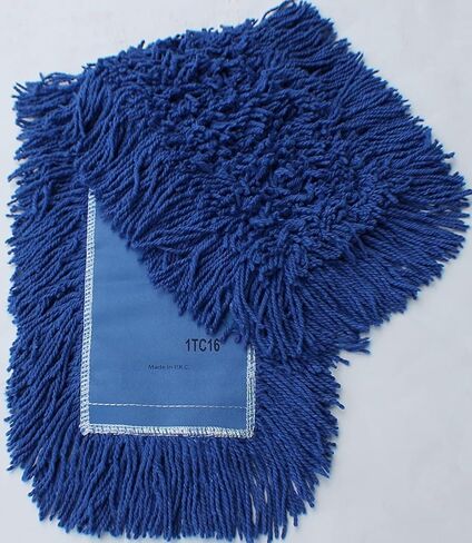 Industrial Dust Mop Kit – Includes 60 Inch Blue Twisted Closed Loop Mop Head, Wood Handle, and Heavy-Duty Wire Frame – Commercial Grade for Janitorial & Facility Cleaning in Saudi Arabia