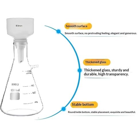 Brinell Funnel Filter Set, 80mm Funnel, 1000ml Beaker Bottle, Glass Flask,with Vacuum Pump in Kuwait