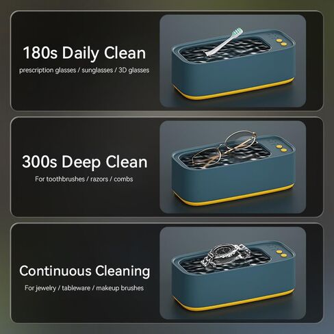 Automatic Ultrasonic Cleaner Machine, Portable for Glasses, Jewelry, Dentures, Makeup Brushes, Contact Lenses - Multi-Use Home & Travel Cleaning Device (GRAYSH) in Kuwait