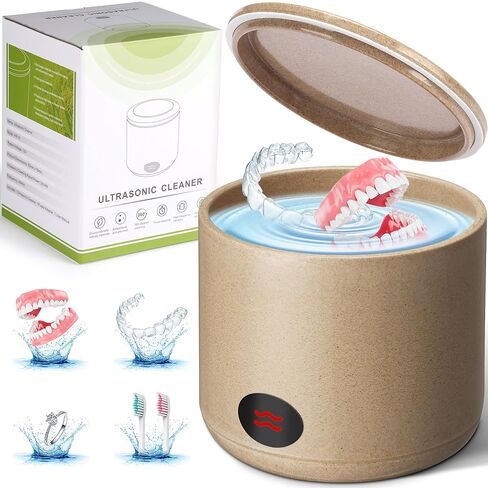 SAWKIT بالموجات فوق الصوتية المثبت ومنظف طقم الأسنان - 45 كيلو هرتز، جراب نظيف عميق، هادئ <50 ديسيبل، مؤقت تلقائي لمدة 3 دقائق، تصميم مضغوط 120 مل - للمصففات وواقيات الفم والمجوهرات والمزيد in Kuwait