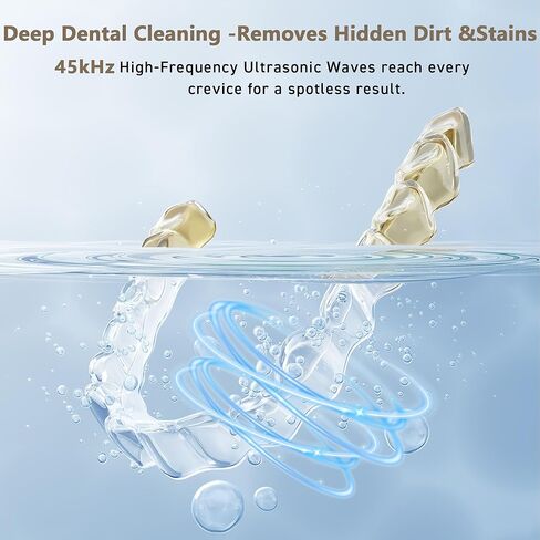 SAWKIT بالموجات فوق الصوتية المثبت ومنظف طقم الأسنان - 45 كيلو هرتز، جراب نظيف عميق، هادئ <50 ديسيبل، مؤقت تلقائي لمدة 3 دقائق، تصميم مضغوط 120 مل - للمصففات وواقيات الفم والمجوهرات والمزيد in Kuwait