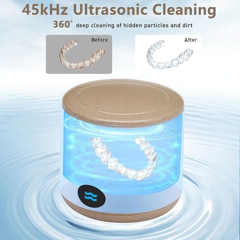 SAWKIT بالموجات فوق الصوتية المثبت ومنظف طقم الأسنان - 45 كيلو هرتز، جراب نظيف عميق، هادئ <50 ديسيبل، مؤقت تلقائي لمدة 3 دقائق، تصميم مضغوط 120 مل - للمصففات وواقيات الفم والمجوهرات والمزيد in Kuwait