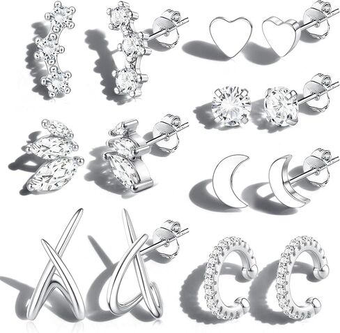 JSTYLE 14K أقراط ذهبية للنساء العصرية Hypoallergenic Surgical Steel Congring مجموعات حرك الغضاريف لمجموعة متعددة من الأزرار الصغيرة CZ Cuffs in Saudi Arabia