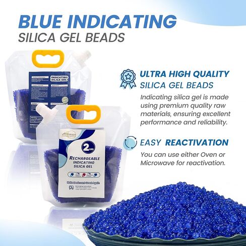 Premium Blue to Pink 3mm Silica Beads, Reusable Desiccant Bulk for 3D Filament, Electronics, Cameras, Jewelry, and Safes (Blue to Pink, 2 LBS) in Saudi Arabia
