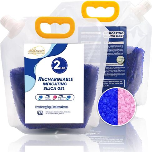 Premium Blue to Pink 3mm Silica Beads, Reusable Desiccant Bulk for 3D Filament, Electronics, Cameras, Jewelry, and Safes (Blue to Pink, 2 LBS) in Saudi Arabia