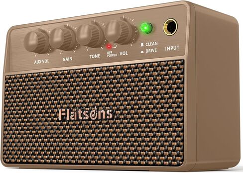 مضخم جيتار Flatsons FBA-10، مضخم جيتار كهربائي للمحرك/نغمة نظيفة، أمبير صغير محمول بقدرة 10 وات مع بطارية قابلة لإعادة الشحن من النوع C تعمل لمدة 6 ساعات، مكبر صوت جيتار لاسلكي عتيق لممارسة السفر (أزرق) in Kuwait