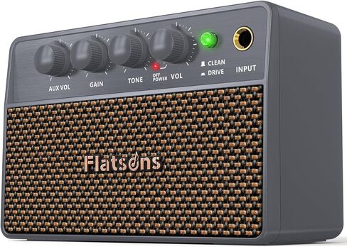 مضخم جيتار Flatsons FBA-10، مضخم جيتار كهربائي للمحرك/نغمة نظيفة، أمبير صغير محمول بقدرة 10 وات مع بطارية قابلة لإعادة الشحن من النوع C تعمل لمدة 6 ساعات، مكبر صوت جيتار لاسلكي عتيق لممارسة السفر (أزرق) in Kuwait