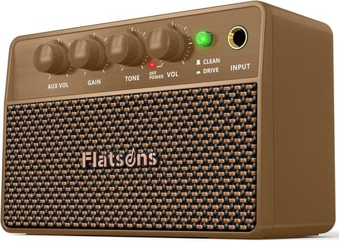 مضخم جيتار Flatsons FBA-10، مضخم جيتار كهربائي للمحرك/نغمة نظيفة، أمبير صغير محمول بقدرة 10 وات مع بطارية قابلة لإعادة الشحن من النوع C تعمل لمدة 6 ساعات، مكبر صوت جيتار لاسلكي عتيق لممارسة السفر (أزرق) in Kuwait