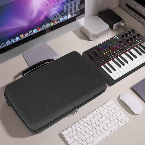 حقيبة حمل واجهة الصوت GEEKRIA، متوافقة مع Akai Professional MPK Mini IV، حقيبة سفر محمولة بغطاء صلب من مادة EVA (رمادي داكن) in Saudi Arabia