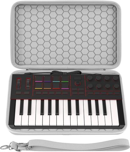 حقيبة حمل واجهة الصوت GEEKRIA، متوافقة مع Akai Professional MPK Mini IV، حقيبة سفر محمولة بغطاء صلب من مادة EVA (رمادي داكن) in Saudi Arabia