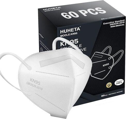 قناع HUHETA KN95، أقنعة واقية يمكن التخلص منها ذات 5 طبقات، كفاءة الفلتر ≥95% in Kuwait