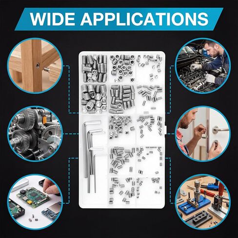300 PcsSet Screw Assortment Kit, M3 M4 M5 M6 M8 Metric Set Screws Assortment Kit, Stainless Steel Cup Point Set Screws for Bathroom Fixtures Door Handles Door Knobs Faucets Plumbing, with Wrenches in Saudi Arabia