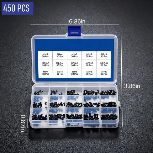450pcs Laptop Notebook Computer Carbon Steel Screws Kit Set, Flat Head Phillips Screw Assortments, M2-M3 Countersunk SSD Screws Accessories for SSD, PC, Notebook, Laptop in Saudi Arabia