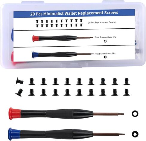 Moibunka Screws Replacement Compatible with Ridge Wallets for Men, 22 Pcs Upgraded Wallet Screws Set with Hex & Torx Screwsdriver, Replacement Parts for Metal & Carbon Fiber Wallets, Black in Saudi Arabia