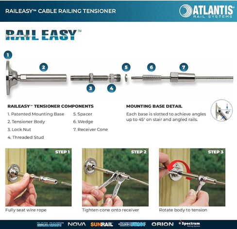 Atlantis RailEasy C0981-0204 Cable Railing Tensioner (Pack of 2) & C0980-R004-2 Lag Stud Right Hand Thread (Pack of 2) in Saudi Arabia