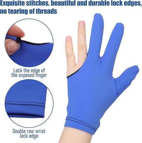 6 Pcs 3 Fingers Pool Gloves Universal Non-Slip Elastic Cue Sports Billiard Gloves Breathable Control Sport Show Glove for Women and Men 3 Colors Pool Hall Professional Glove for Left and Right Hand in Saudi Arabia