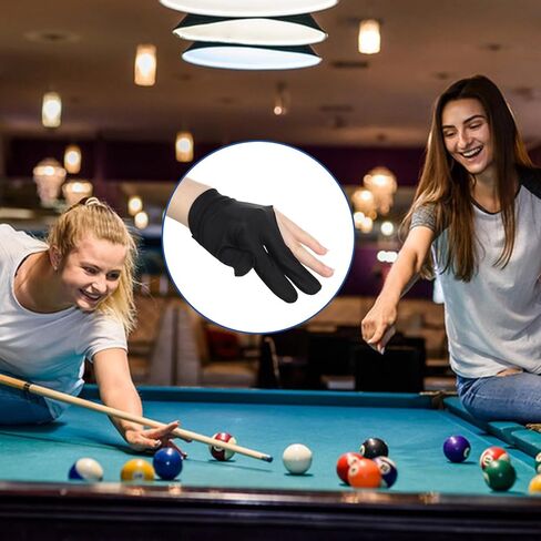 6 Pcs 3 Fingers Pool Gloves Universal Non-Slip Elastic Cue Sports Billiard Gloves Breathable Control Sport Show Glove for Women and Men 3 Colors Pool Hall Professional Glove for Left and Right Hand in Saudi Arabia