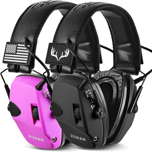 ZOHAN Electronic Shooting Earmuffs Built in Ambient Sound Amplifier, Hearing Protection for Shooters, NRR 23dB Noise Reduction, Ideal Gun Range Ear Protection Headphones for Hunting-Black&Purple in Saudi Arabia