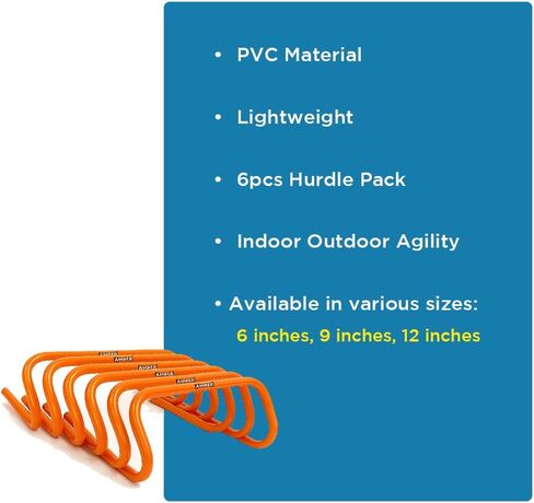 Multi-Sport Speed Training Hurdles Set of 6 Mini Hurdles for Agility & Coordination, Lightweight PVC Construction, Ideal for Football, Soccer, Baseball, Hockey, Track, Tennis, Lacrosse, 6 inch in Saudi Arabia