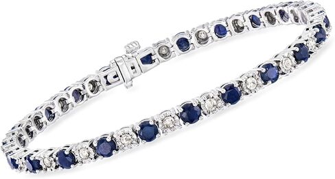 Ross-Simons 5.50 ct. t.w. Sapphire and 1.00 ct. t.w. Diamond Tennis Bracelet in Sterling Silver in Saudi Arabia