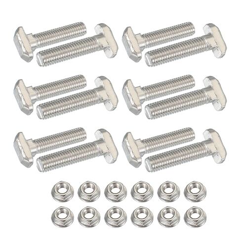 PATIKIL M8 x 33 mm T-Slot Bolts, 12 Sets Drop-in Bolt Hammer Head with Hexagon Flange Nuts T-Bolt Stud Sliding Screw for 40 Series Aluminum Extrusion Profile, Silver in Saudi Arabia