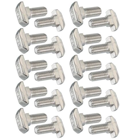 PATIKIL M8 x 28 mm Thread T-Slot Bolts, 20 Pcs Drop-in Bolt Hammer Head T-Bolt Standard 8.5 mm Sliding Screw Stud for 45 Series Aluminum Extrusion Profile, Silver in Saudi Arabia