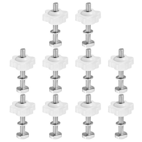 PATIKIL t Track Bolts Knob Kit, 10 Set M6 x 40mm x 25mm Threaded Bolts with Washers and 6-Star Knobs Nuts t Track Accessories for Woodworking Jigs and Fixtures, Silver Black in Saudi Arabia