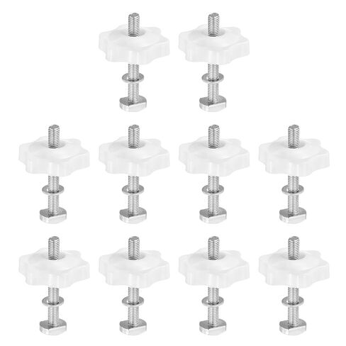 PATIKIL t Track Bolts Knob Kit, 10 Set M6 x 40mm x 25mm Threaded Bolts with Washers and 6-Star Knobs Nuts t Track Accessories for Woodworking Jigs and Fixtures, Silver Black in Saudi Arabia