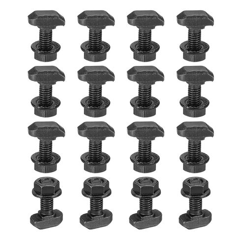 مسامير بفتحة T M6x20mm من PATIKIL، 10 مجموعات من رأس مطرقة الترباس مع صواميل شفة سداسية برغي منزلق على شكل حرف T لـ 30 سلسلة من الألومنيوم، أسود in Saudi Arabia