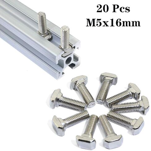 20 قطعة M5 x 16 مم خيط T فتحة قطرة في مسمار T-Bolt رأس المطرقة مسمار برغي T لسلسلة 2020 القياسية 6 مم T-Slot ملف بثق الألومنيوم (سلسلة 2020) in Kuwait