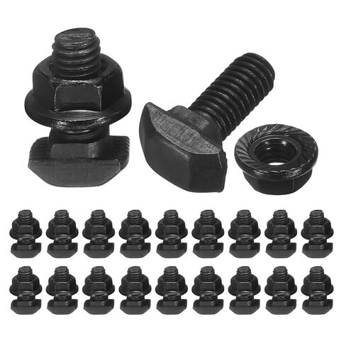 uxcell 30pcs M5x12mm t Slot Drop-in Bolt, Carbon Steel Hammer Head Bolts t Shape Stud Sliding Screw with M5 Hexagon Flange Nuts for European Standard 20 Series Aluminum Profile in Saudi Arabia