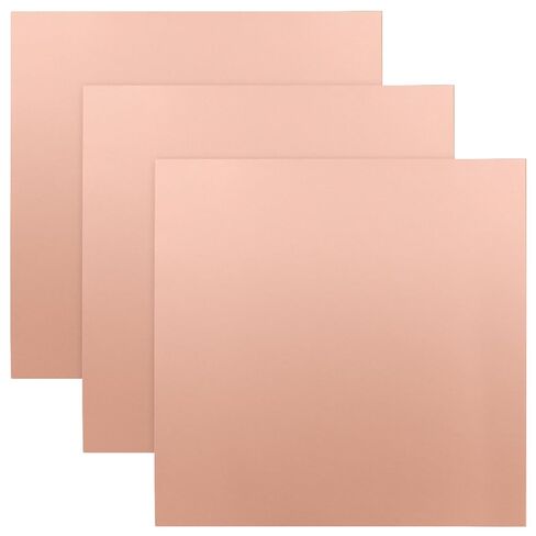 TAICHEUT 3 عبوات من صفائح النحاس النقي مقاس 12 × 12 بوصة، لوحة نحاسية قياس 24 مع طبقة حماية مزدوجة صفائح نحاسية معدنية للصياغة، DIY، صناعة المجوهرات والإصلاحات الكهربائية in Saudi Arabia