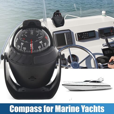 Sea Marine Compass with Mount Compasses Ball Waterproof for Boat Caravan White Sea Marine Compass with Mount for Boat Caravan Truck Car Navigation Compass Boat Sea Marine - Black in Saudi Arabia