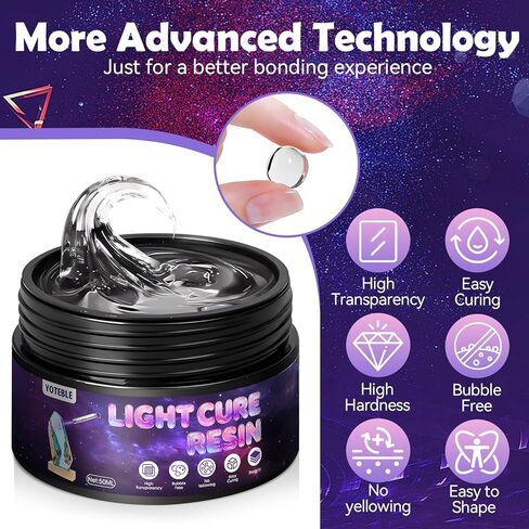 100g Light Curing Putty, Cure Resin, High Viscosity Fast Curing, Multi-Purpose Adhesive Repair Filler for Nicks,Scratches,Cracks on Resin,Quartz,Ceramic,Wood,Plastic,Stone, DIY Crafts, Clay, Clear in Kuwait