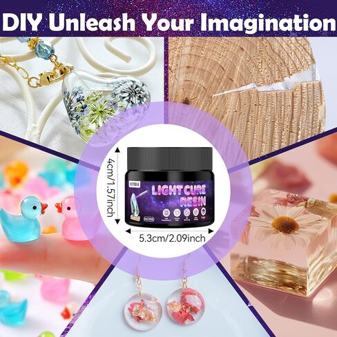 100g Light Curing Putty, Cure Resin, High Viscosity Fast Curing, Multi-Purpose Adhesive Repair Filler for Nicks,Scratches,Cracks on Resin,Quartz,Ceramic,Wood,Plastic,Stone, DIY Crafts, Clay, Clear in Kuwait