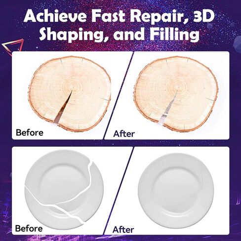 100g Light Curing Putty, Cure Resin, High Viscosity Fast Curing, Multi-Purpose Adhesive Repair Filler for Nicks,Scratches,Cracks on Resin,Quartz,Ceramic,Wood,Plastic,Stone, DIY Crafts, Clay, Clear in Kuwait
