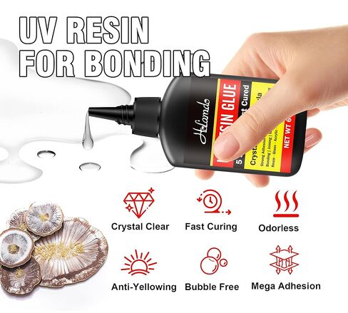 UV Resin Kit with UV Light, 60g Fast Curing UV Resin with Rechargeable UV Flashlight, 5-Second Cure Transparent UV Glue for Bonding and Welding Jewelry, Plastic, Acrylic, Crafts, Glass Repair in Kuwait