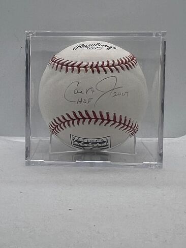 Cal Ripken Jr. Autographed Baseball (Orioles) Hall of Fame - Ships in Baseball Cube MLB COA BB353753 Signed 01-11-2007 in Saudi Arabia