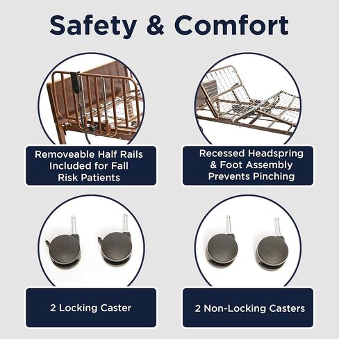 Full Electric Hospital Bed Package (Full Electric Home Hospital Bed Package w/Foam Mattress, Half Rail Set) in Saudi Arabia